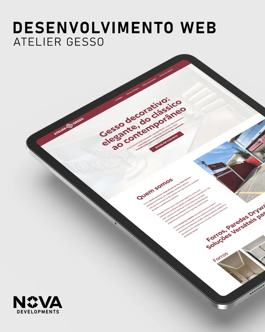 Projeto Atelier Gesso — Site institucional · Gesso decorativo